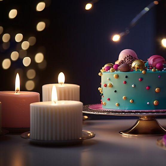 velas con pastel de cumpleaños